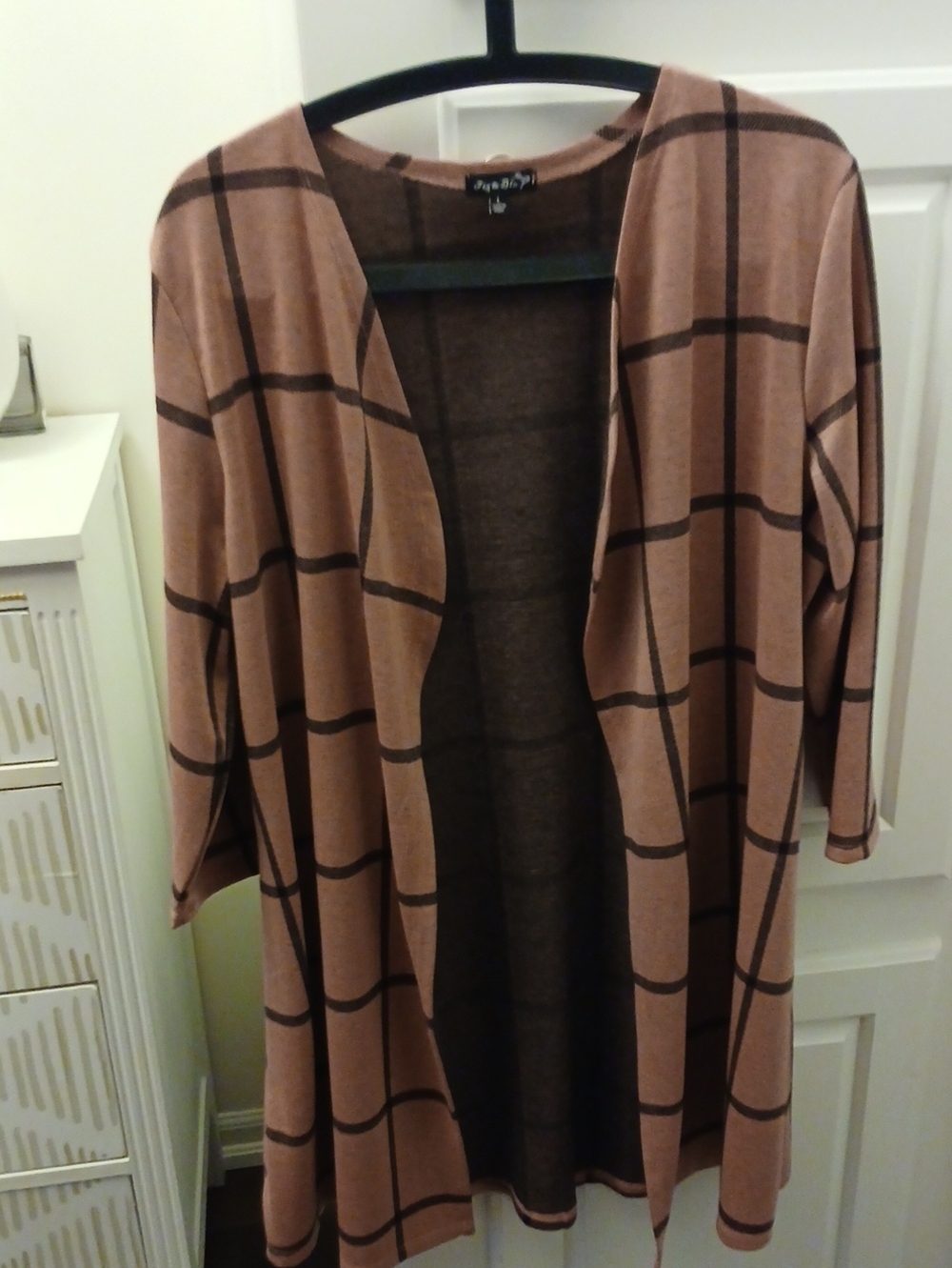 Women's Open-Front Plaid Cardigan Sweater - Brown